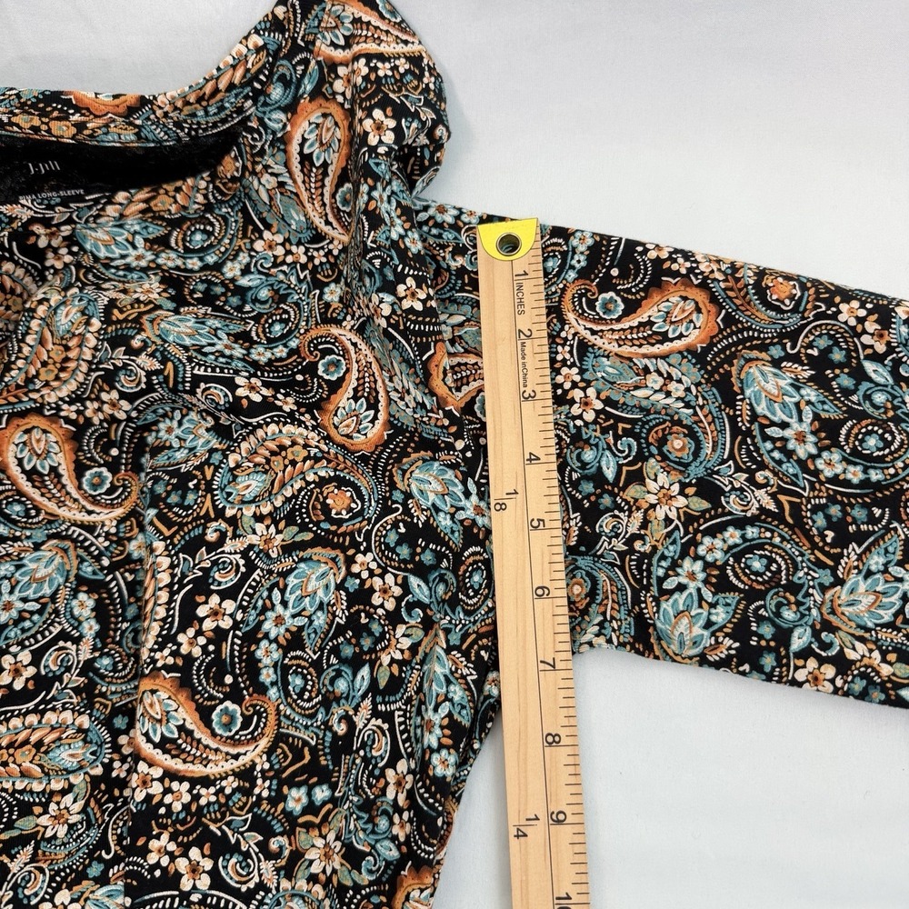 J Jill Size-L Womens Top Pima Cotton Paisley Print Black - Picture 6 of 9